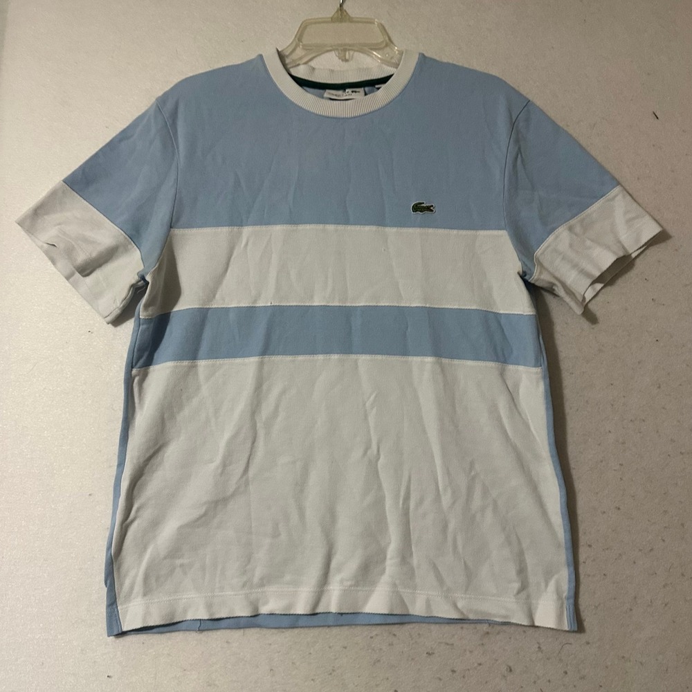 Lacoste Mens Regular Fit Pique T-Shirt Blue White Striped TH7391 F73178 Med